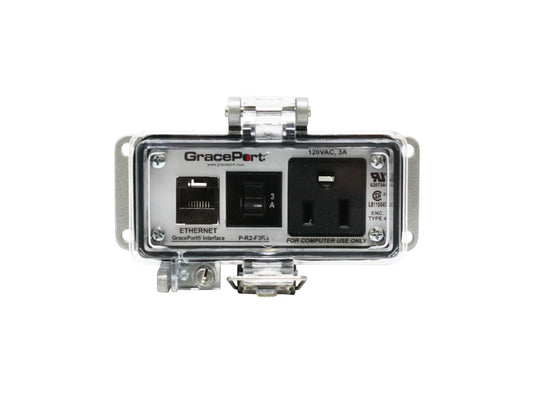 GracePort P-R2-F3R3 | Ethernet RJ45 Programming Port with 120VAC Simplex Outlet & 3A Circuit Breaker