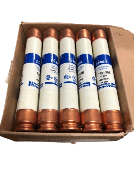 Mersen TRS1/10R Tri-Onic Time-Delay Fuse – Class RK5, 0.1A (1/10A), 600V AC/DC (Lot of 10)