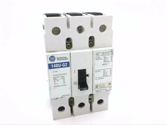 Allen-Bradley 140U-G2C3-C10 Molded Case Circuit Breaker – 100A, 3-Pole, 600V AC, G-Frame, Fixed Thermal-Magnetic