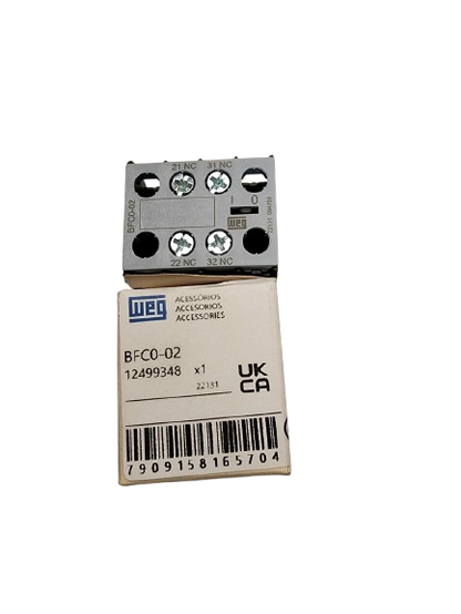 WEG BFCO-WEG BFC0-02 Auxiliary Contact Block – 2NC, Front Mount, for CWC07-CWC16 Mini Contactors