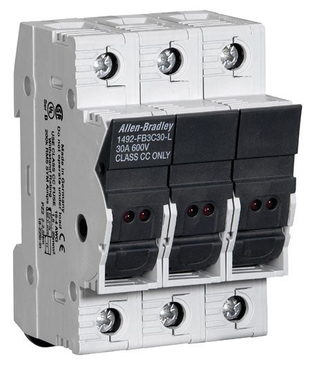 Allen-Bradley 1492-FB3C30-L Fuse Holder – 3-Pole, 30A, Class CC, with LED Blown Fuse Indicator