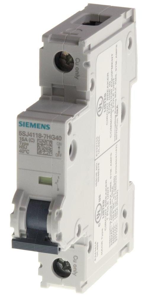 Siemens 5SJ4105-8HG40 Sentron MCB – 0.5A, 1-Pole, 240V AC, D-Curve Trip, UL 489 Rated