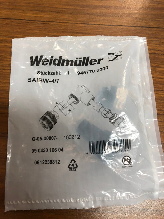 Weidmuller, SAIBW-4/7, Conn Sensor Actuator M 4 POS Screw RA, 9457700000